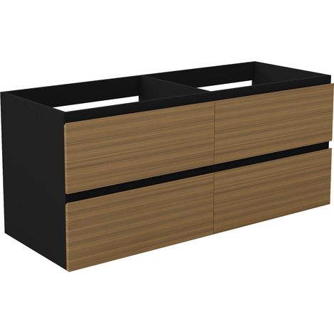Unterschrank Badmöbel Badschrank Waschbeckenunterschrank 120cm Mattschwarz+Matt-Nussbaum TYP1 (1/5)