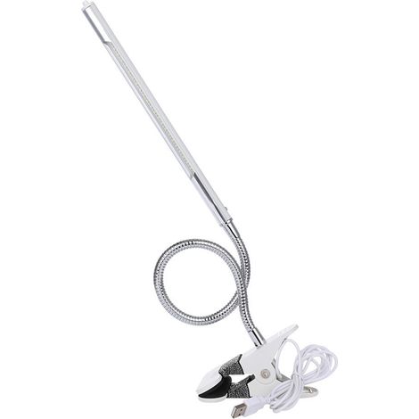 Lampe de bureau LED flexible à pince, bras métallique articulé, éclairage réglable avec port USB, lampe de table pratique (1/5)