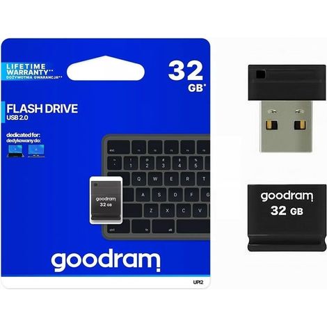 Trade Shop - Nano Pendrive Usb Memory Stick Type A Upi2 32gb Usb 2.0 Black Upi2-32gb - (1/5)