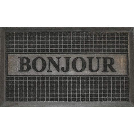 Tapis d'Entrée "Bonjour" 45x75cm Noir (1/3)