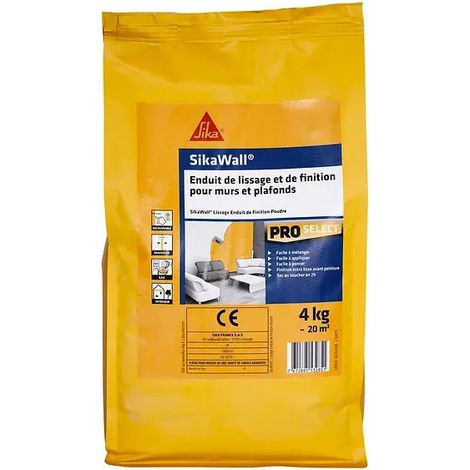 Enlucido blanco de alisado y acabado Sikawall, saco de 4 kg.