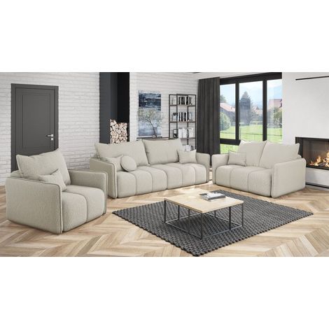 Sofaset Designersofa MORGANO 3-2-1 Stoff Abriamo Creme (1/5)