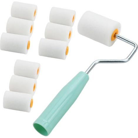Lot de 10 Mini Rouleaux Peinture 2 Pouces, Rouleau Mousse avec Manche, Rouleau Laque pour Meubles Portes Coins, Rouleau Peinture Précision pour Mur, Rénovation (50 x 35 mm) (1/5)