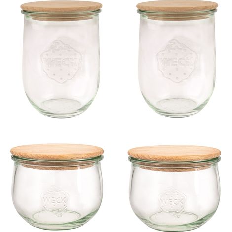WECK Gläser Set Tulpenform 4 Einmachgläser, 2x 1000 ml, 2x 500 ml (1/4)