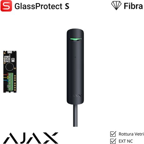 44396 - Superior - GlassProtect Fibra - Detector di rottura vetri cableado - color black - Ajax seguridad profesional