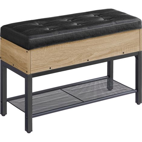 Valora Mueble Zapatero Asiento Roble Sonoma Marco Negro (1/5)