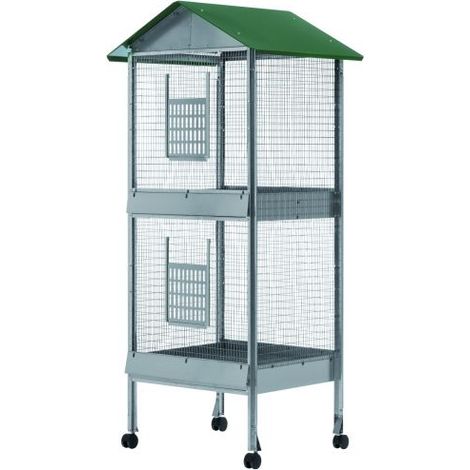 1PZ VOLIERA A CASETTA RETTANGOLARE A 2 PIANI cm. 60x50x170 h