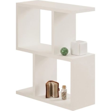 Wohnzimmertisch Ceprano, 2 Fächer, rechteckig, Platte aus edlem Holz, 45x17x51h cm, Weiß