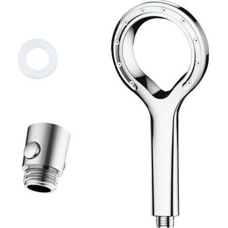 Pommeau de douche avec haute pression et économie d'eau, économiseur d'eau (60%), haute pression (220%), douchette à main avec spray brumisant, chrome unique en forme d'anneau en forme d'étoile (1/5)