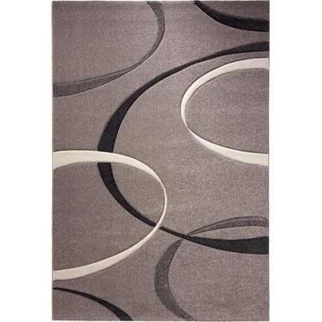 Tapis chambre 80x150 gris rectangle tissé motif floral CAMPUS (1/4)