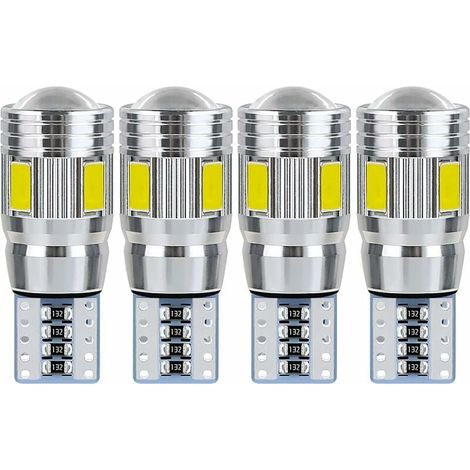 Ampoule T10 W5W led plafonnier voiture led interieur veilleuse led voiture Convient pour les feux de plaque d'immatriculation, les feux latéraux, les feux de position et les plafonniers (4 pièces). (1/5)