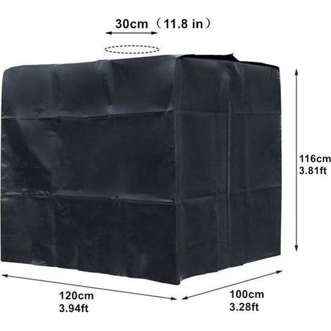 Bâche Réservoir d'eau IBC 1000 L Couverture Container Citerne Eau Pluie avec Fermeture éclair Coupe-Vent Anti-UV 210D Résistant à la Déchirure-Noir (1/4)