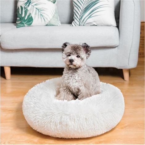 Rundes Katzenbett, rundes Hundebett, Haustiernest, ovales Donut-Katzenbett, weißes Nestbett, 40 cm Durchmesser (1/5)