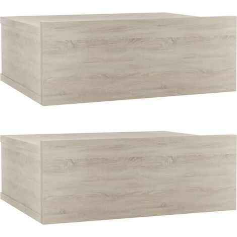 Tables de chevet flottantes 2 pcs Chêne sonoma 40x30x15 (1/5)