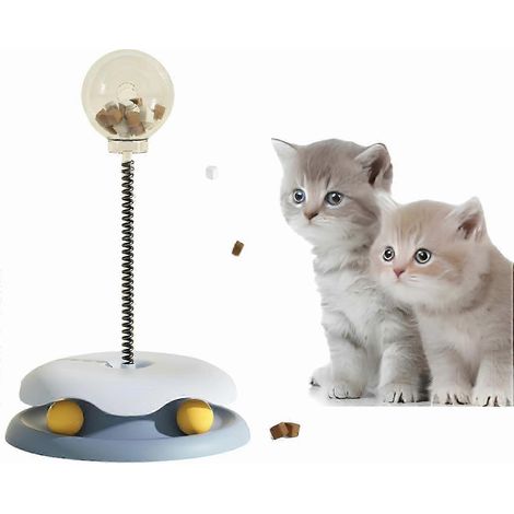 Jouets pour chats d'intérieur, circuit à balles et distributeur de croquettes interactif, balles à ressort amusantes, jouets interactifs pour chats, cadeaux pour animaux de compagnie (Bl (1/5)