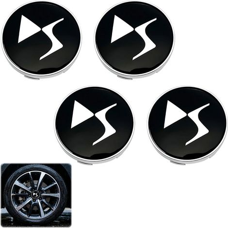 Cache Moyeu Roue - Lot de 4 - Plastique et Alliage - Protection Boulons - Pour Citroën DS3 DS4 DS6 - Noir 60 mm (1/5)