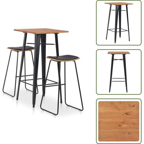 The Living Store 3-teiliges Bar-Set Stahl Schwarz - Barset (1/5)