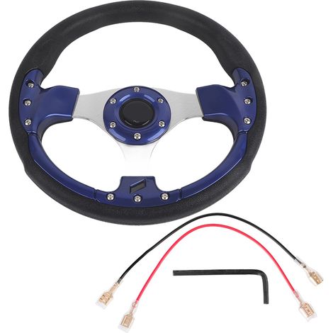 Volant Sport Bleu 13 pouces 320mm Cuir PU Universel Drift Racing (1/5)