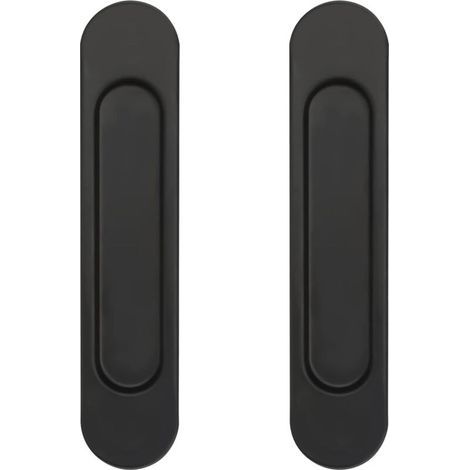2 Pièces Poignée de Porte Coulissante Ovale 14,8 CM Poignée Porte Coulissante Poignées de Porte Coulissante Auto-Adhésives,Convient pour Armoires, Fenêtres, Portes Coulissantes(Noir) (1/5)