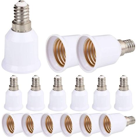15 Pieces E14 to E27 Socket Adapter, Lamp Base Socket Converter Adapter, Bulb Socket Adapter for LED Bulbs and Incandescent Bulbs