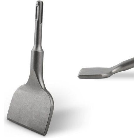 Burin à carrelage SDS plus - Extra large - 75 mm - Courbé - 165 mm de long - En acier haute performance - Qualité professionnelle - Pour carrelage et colle à carrelage (1/5)