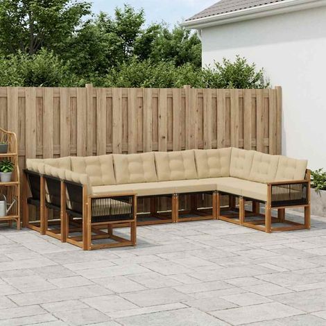vidaXL Outdoor-Sofagarnitur mit Kissen 9 pcs Natur und Beige (1/5)