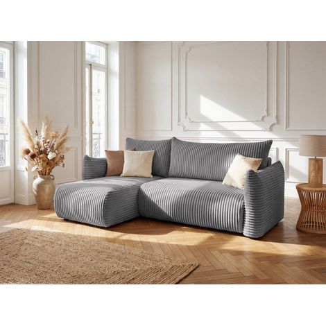 Ecksofa Schlafsofa MAILAND XS in Stoff Dunkelgrau Ottomane Links (1/5)