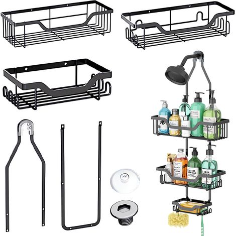 Panier de douche suspendu - Panier de douche à poser sur la pomme de douche, organisateur de douche suspendu avec porte-savon (1/5)