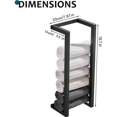 Toallero sin taladro,Negro,Acero inoxidable,Toallero de gran capacidad,50 cm,Soporte de pared de acero inoxidable para rollo de papel higiénico (1/5)