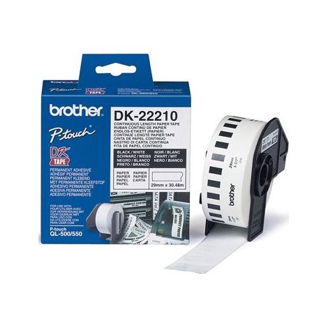 Brother DK-22210 Etiketten erstellendes Band Schwarz auf weiss