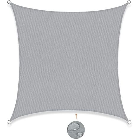 Voile d'ombrage Rectangulaire 2x2m Imperméable Toile Ombrage UV Protection pour Patio Jardin, Terrasse,Extérieur, Balcon,Gris Clair
