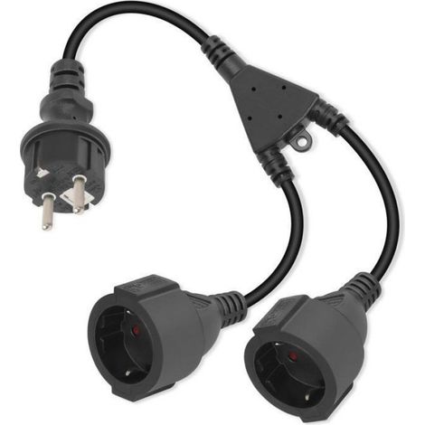 Rallonge double extérieure avec prise de terre, IP20, 16 A 250 V, produit de haute qualité, durable et fiable, adapté à une (1/5)