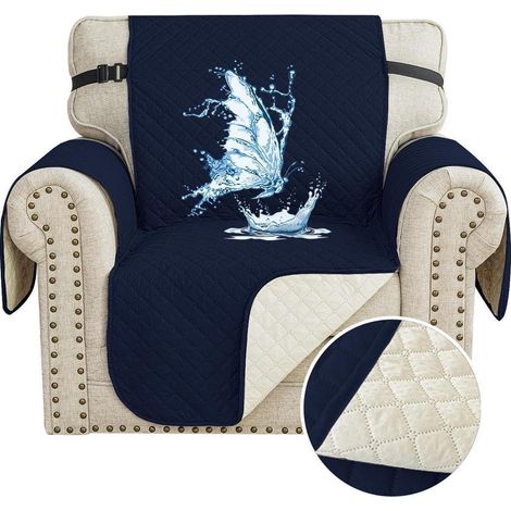 Housse de fauteuil imperméable 1 place, antidérapante, pour animaux, bleu marine (1/5)