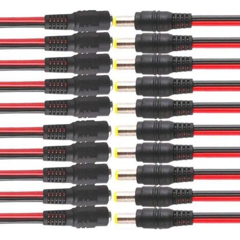 FENOPLASTICA10 Pairs 12 V DC Power 5.5x2.1mm Pigtail Mâle Femelle, DC Alimentation Queue de Cochon, Câble Fil de Fiche pour CCTV de Sécurité (1/5)