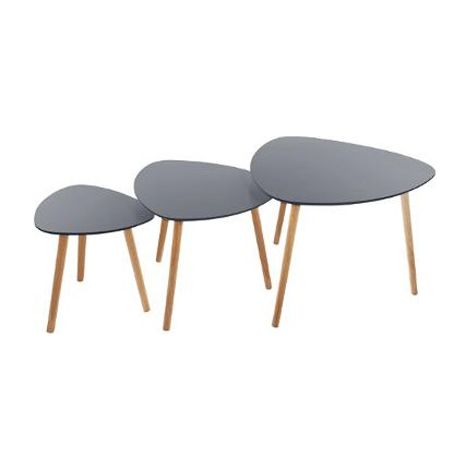 Set 3 Tavolini Bassi in Legno 34 - 47 e 60cm Grigio