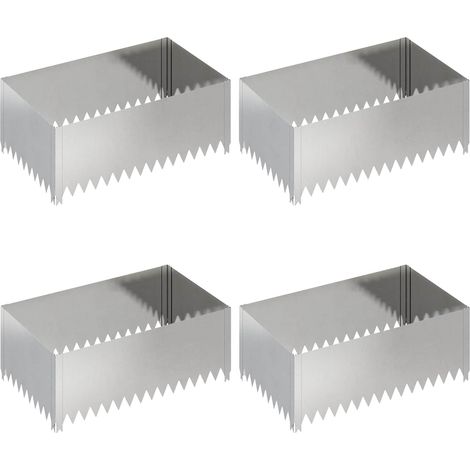 Bordure de Pelouse 4 pc 100 x 60 x 35 cm Acier Argenté vidaXL
