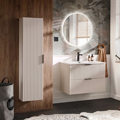 Conjunto de muebles lavabo individual encastrado 80cm y columna Adriel Cachemira (1/4)