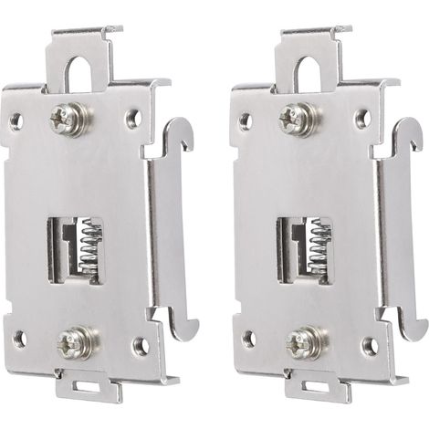 Lot de 2 pinces pour relais statique sur rail DIN 35 mm, support fixation métallique nickelé brillant (1/5)