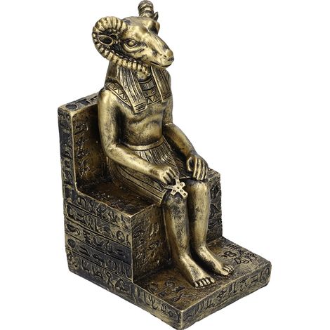 Egyptian Gods Figurine Durable Resin Wear Resistant Clear Texture Exquisite Workmanship Egyptian Sheep Statue(Gold (SCS-V077-A1) ) (1/5)
