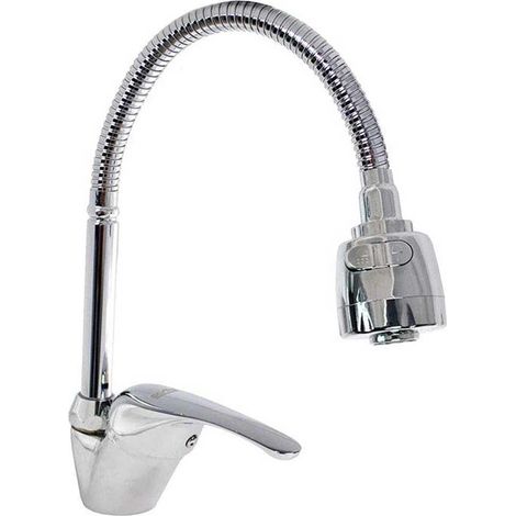 Rubinetto a canna alta flessibile pieghevole da lavello per cucina miscelatore orientabile monocomando 360° di rotazione con doccetta a doppio getto monoforo in ottone cromato (1/2)