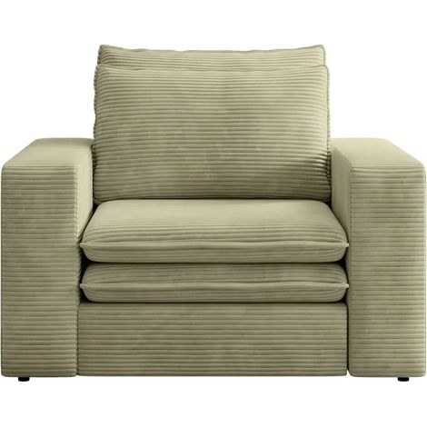 OSCAR - Fauteuil en velours côtelé - Vert olive (1/5)