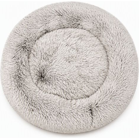 Niche ronde en fausse fourrure douce marron dégradé 60 x 50 cm (1/5)