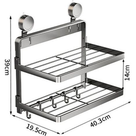 Étagère de cuisine pliable double à ventouses, multifonctionnelle avec crochets, rangement pour bols, assiettes et ustensiles de cuisine (1/3)