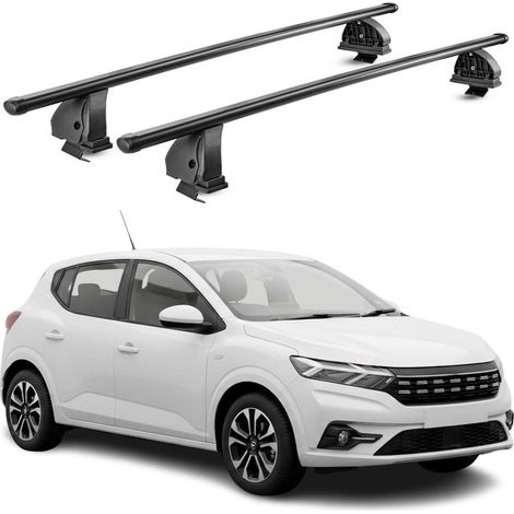 OMAC Barres de toit transversales en acier pour Dacia Sandero III 2021-2026 – TÜV / DIN 75302:2019 – Antivol inclus – Rainure en T (accessoires) – Charge max 75 kg – 2 barres – Noir (1/4)