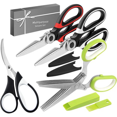 Tijeras De Cocina - Set De 4 Piezas En Acero Inoxidable - Para Cebollas Tiernas Y Hierbas - Para Mariscos - En Forma De Gato - 4 Unidades (1/5)