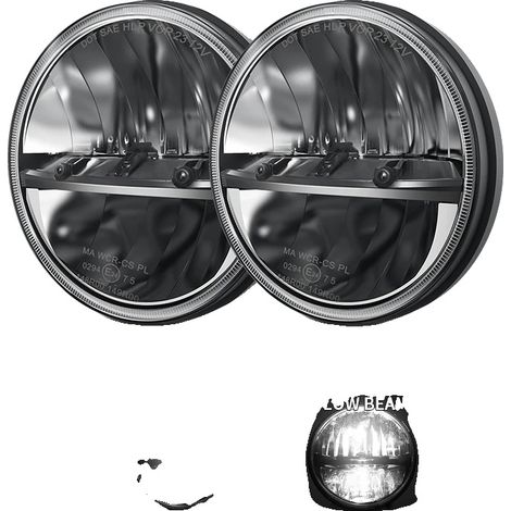 Faro a LED da 7 pollici, impermeabile, antiurto, confezione da 2, bianco con giallo (1/2)
