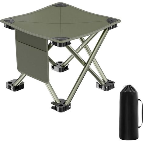(Vert armée, 33CM)Tabouret de Camping, Tabouret Pliant Portable avec Sac de Rangement, Siège Pliable et Léger Tabouret Pliant Pliable pour Adultes pour Voyage Randonnée, Jardin, Pêche, Plage (1/5)