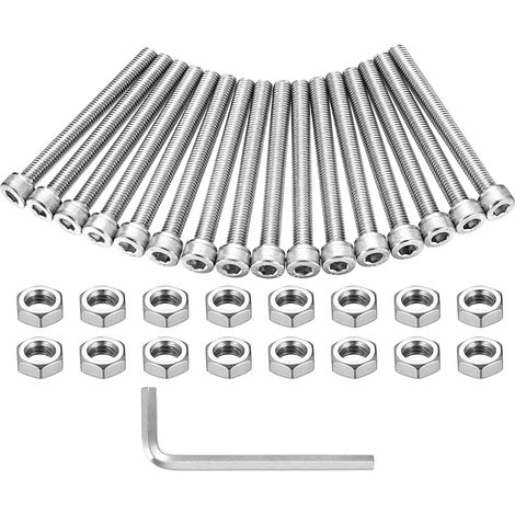 16 Pcs M8 Vis et écrous Set, M8 x 80mm Boulons Vis à Tête Cylindrique à Six Pans Creux, Vis Boulon et écrous, Boulons Vis à Tête Hexagonale et Ecrous en Acier Inoxydable pour Mécaniques Moto Auto (1/5)