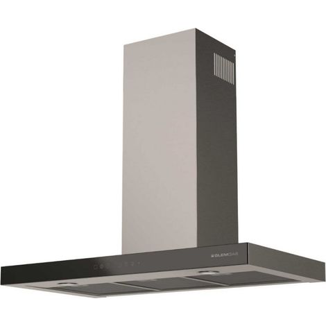 cappa decorativa a parete 90 cm 63 dB 564 m3/h acciaio inox/nero - GHBS97IX - Glem (1/4)