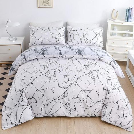 Bettwäsche-Set 155x220 cm Marmoroptik 2-teilig mit Reißverschluss